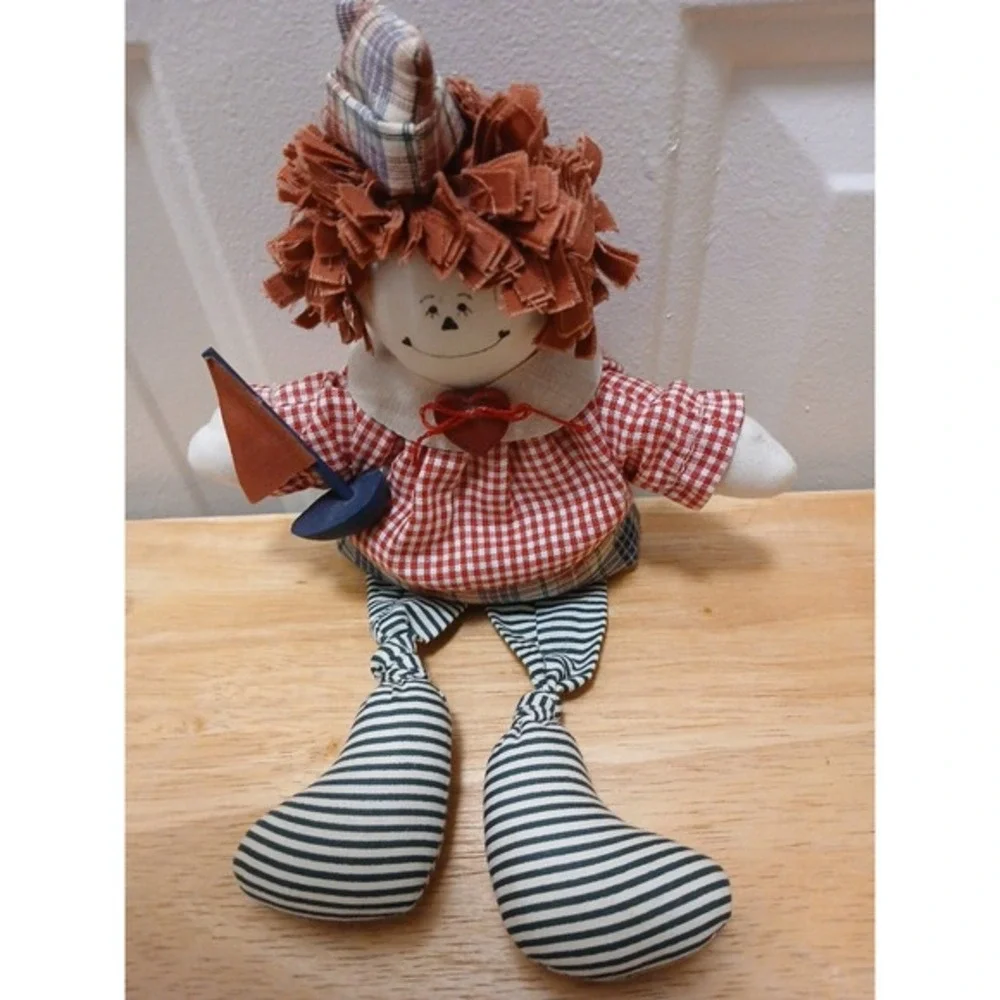 Raggedy Andy Shelf Sitter Primitive Folk Art Decor 11.5